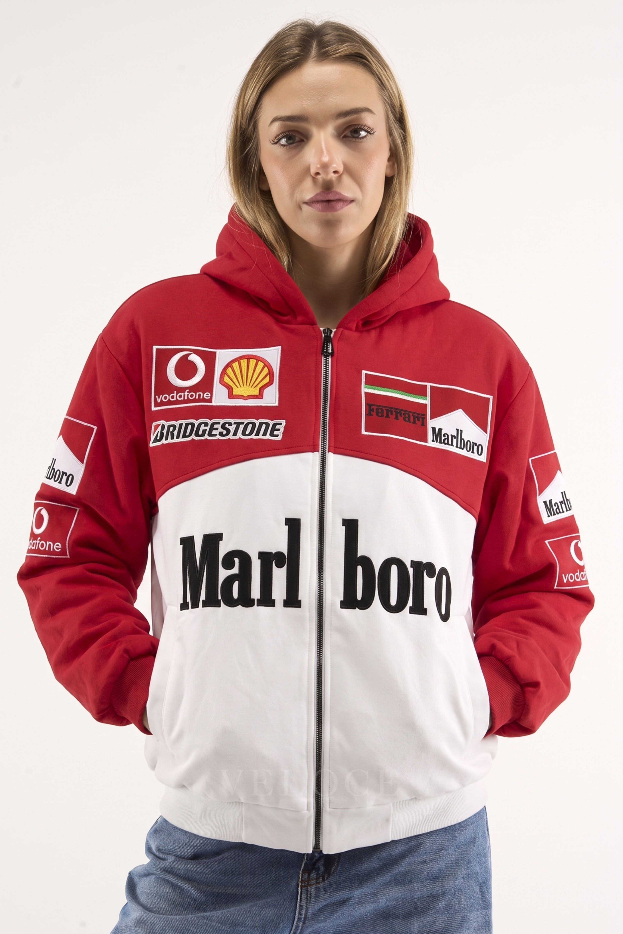 VUITTONさま専用　Marlboro Ferrari パーカー / XL Marlboro Ferrari Embroidered Zip Hoodie | VELOCE