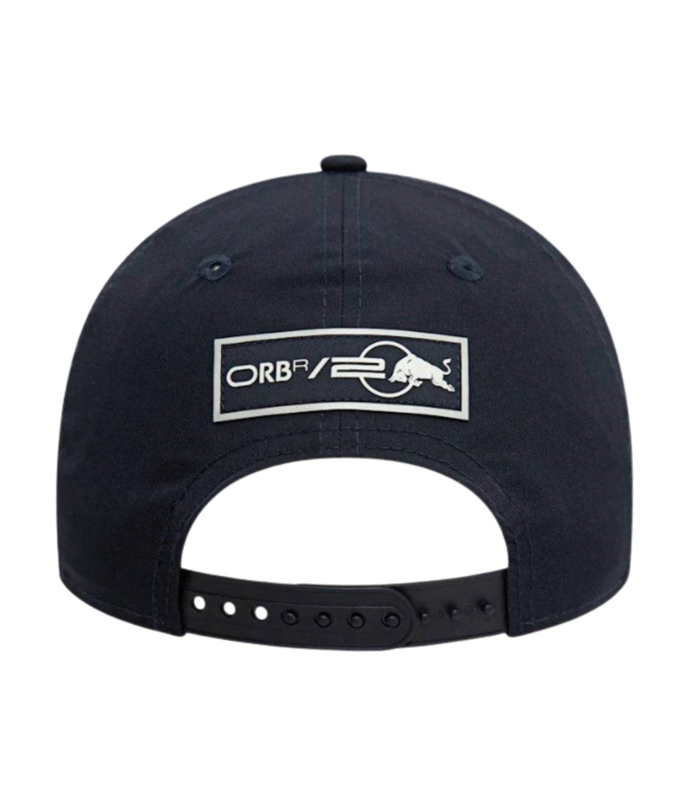 Back of the Red Bull F1 2024 cap showing the ORBR patch and adjustable snapback strap
