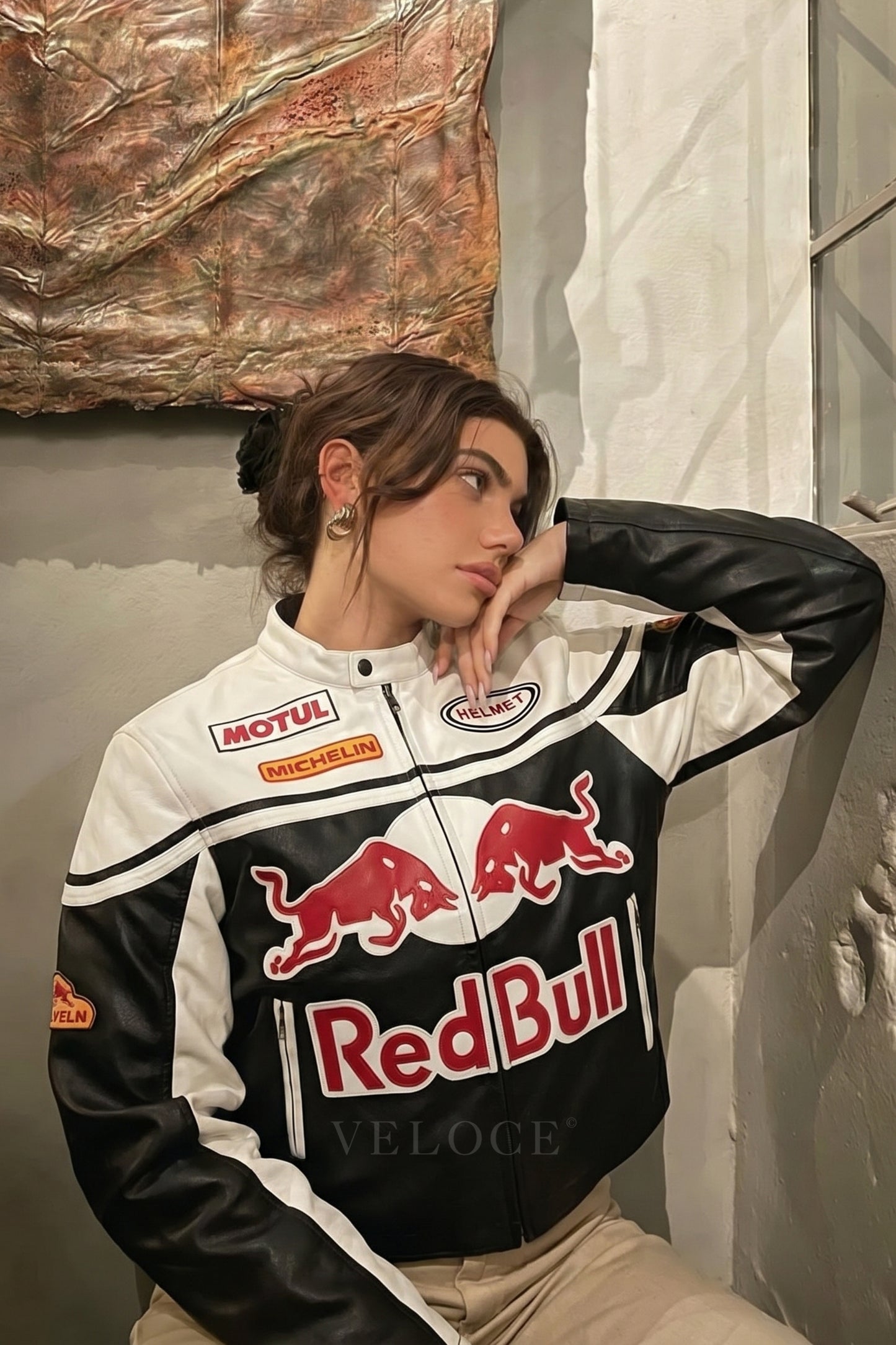 Red Bull Racing Leather Jacket - White Edition
