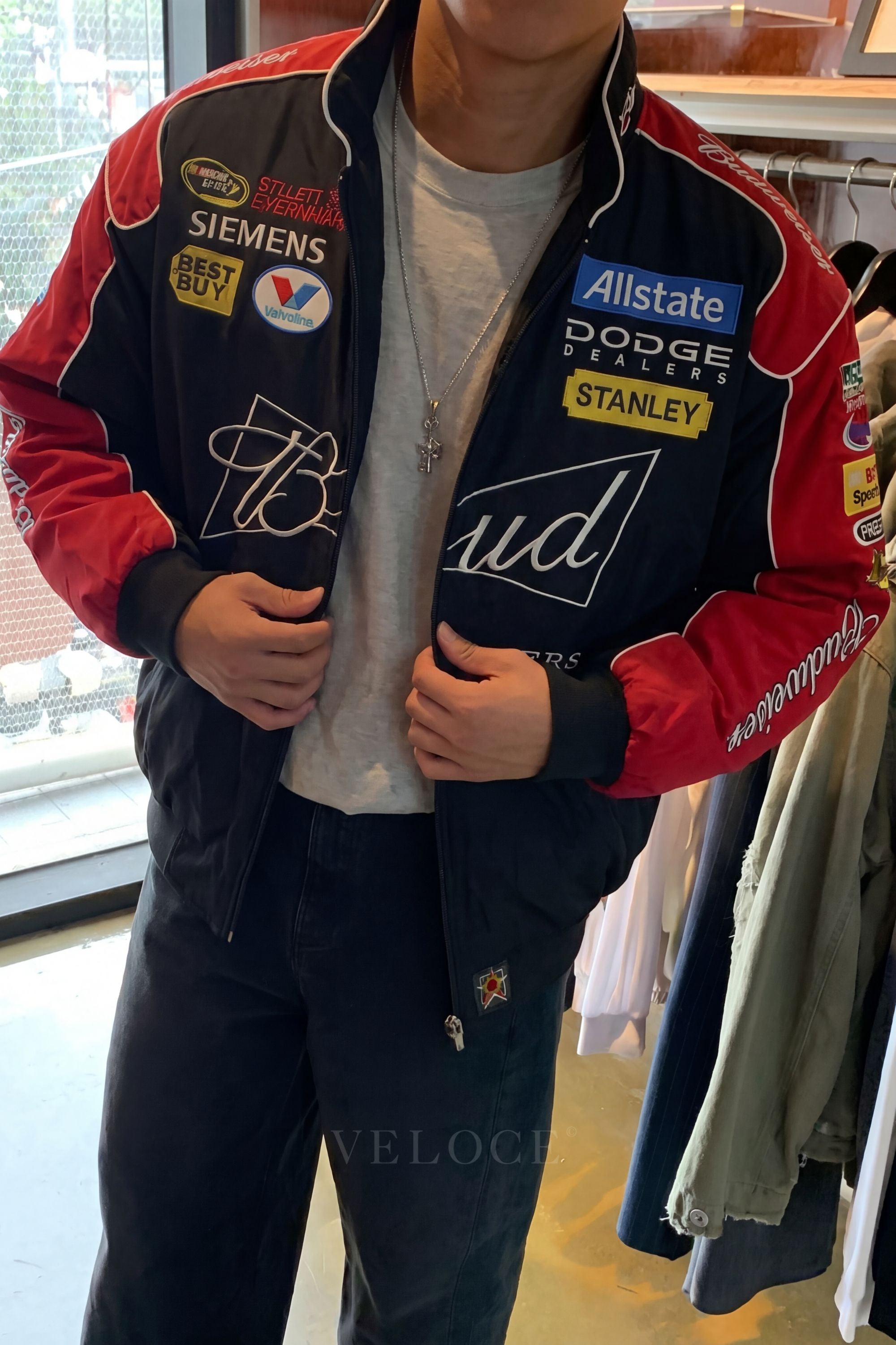 Budweiser Vintage Racing Jacket - NASCAR Black Edition | VELOCE
