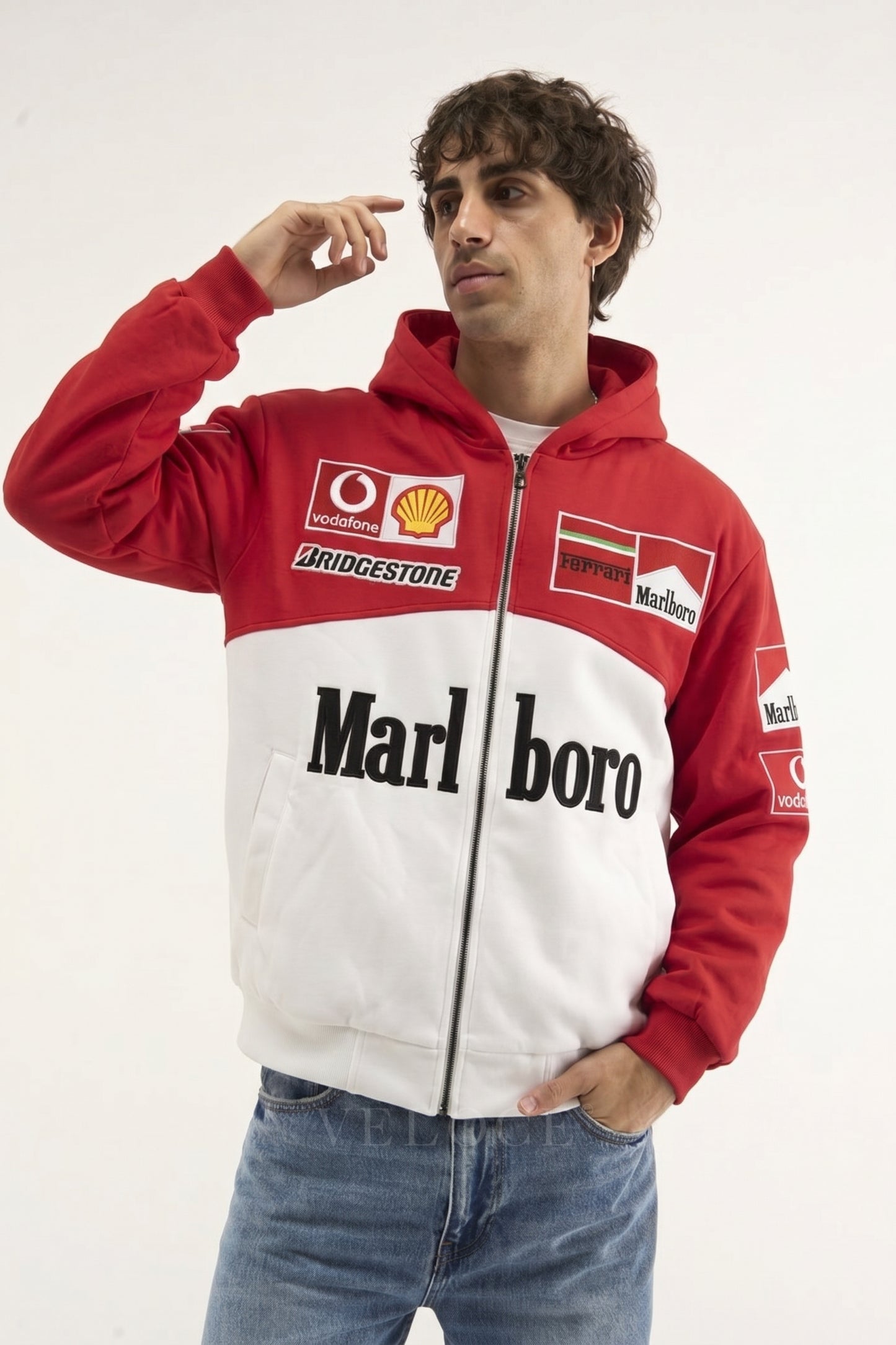 Marlboro Ferrari Embroidered Zip Hoodie