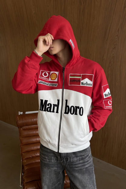Marlboro Ferrari Embroidered Zip Hoodie