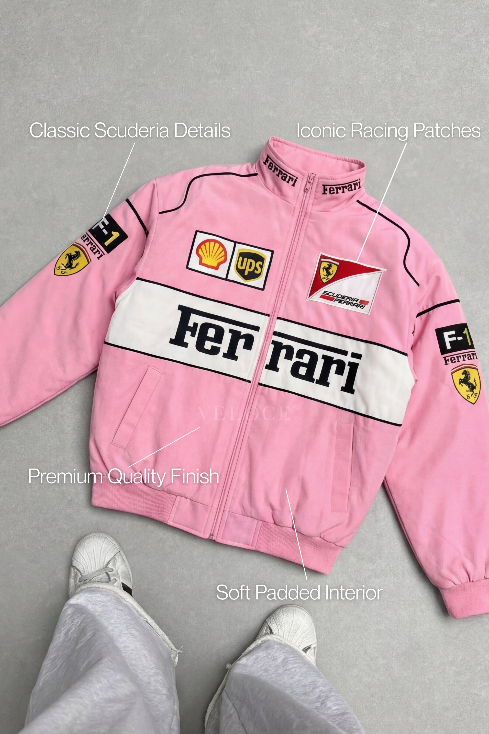 Ferrari F1 Vintage Racing Jacket - Pink Edition | VELOCE