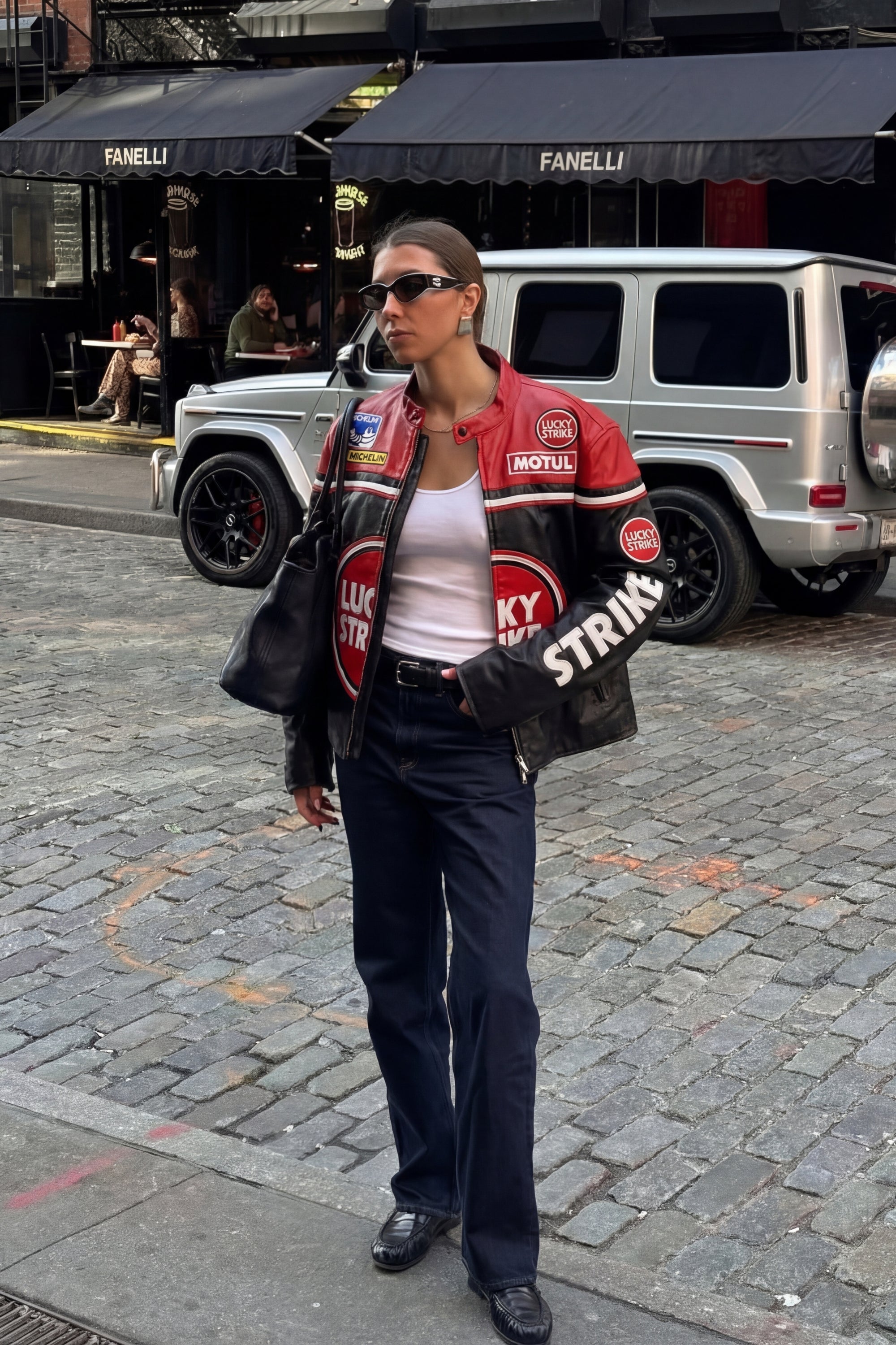 Lucky Strike Racing Leather Jacket - Red Edition | VELOCE