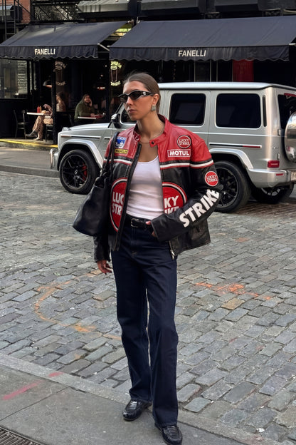Lucky Strike Racing Leather Jacket - Red Edition