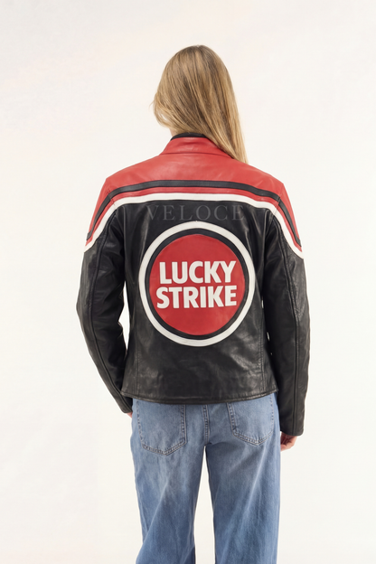 Lucky Strike Racing Leather Jacket - Red Edition