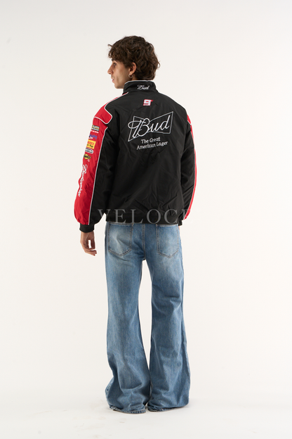 Budweiser Vintage Racing Jacket - NASCAR Black Edition - VELOCE