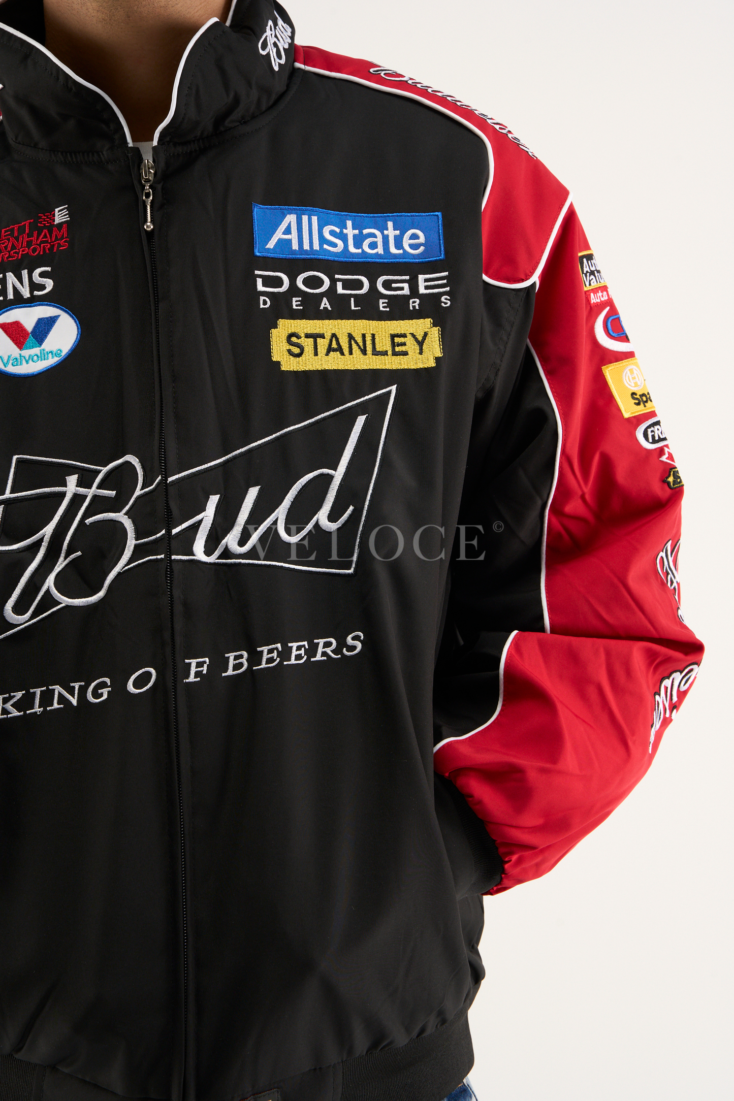 Budweiser Vintage Racing Jacket - NASCAR Black Edition - VELOCE