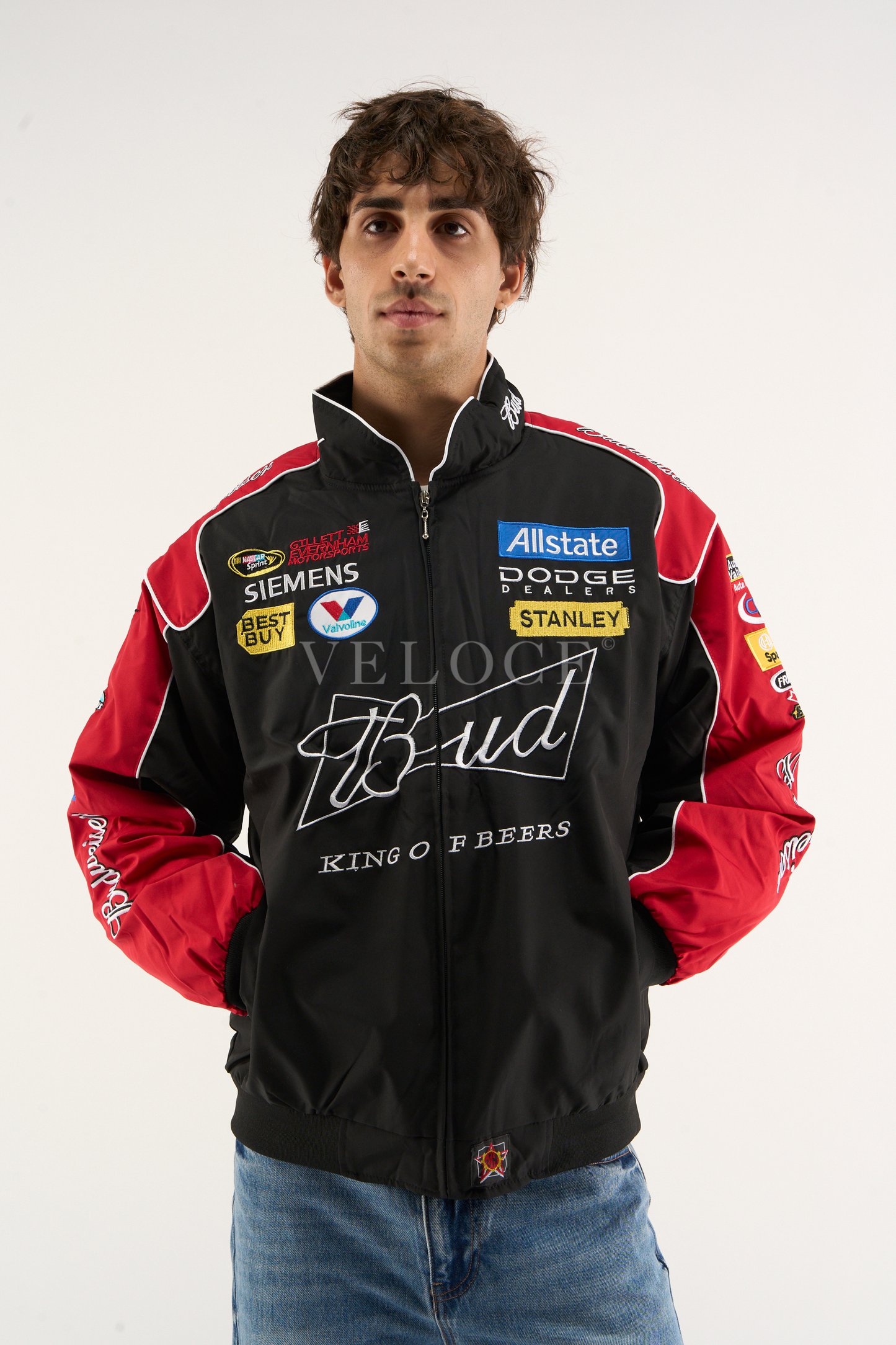 Budweiser Vintage Racing Jacket - NASCAR Black Edition | VELOCE