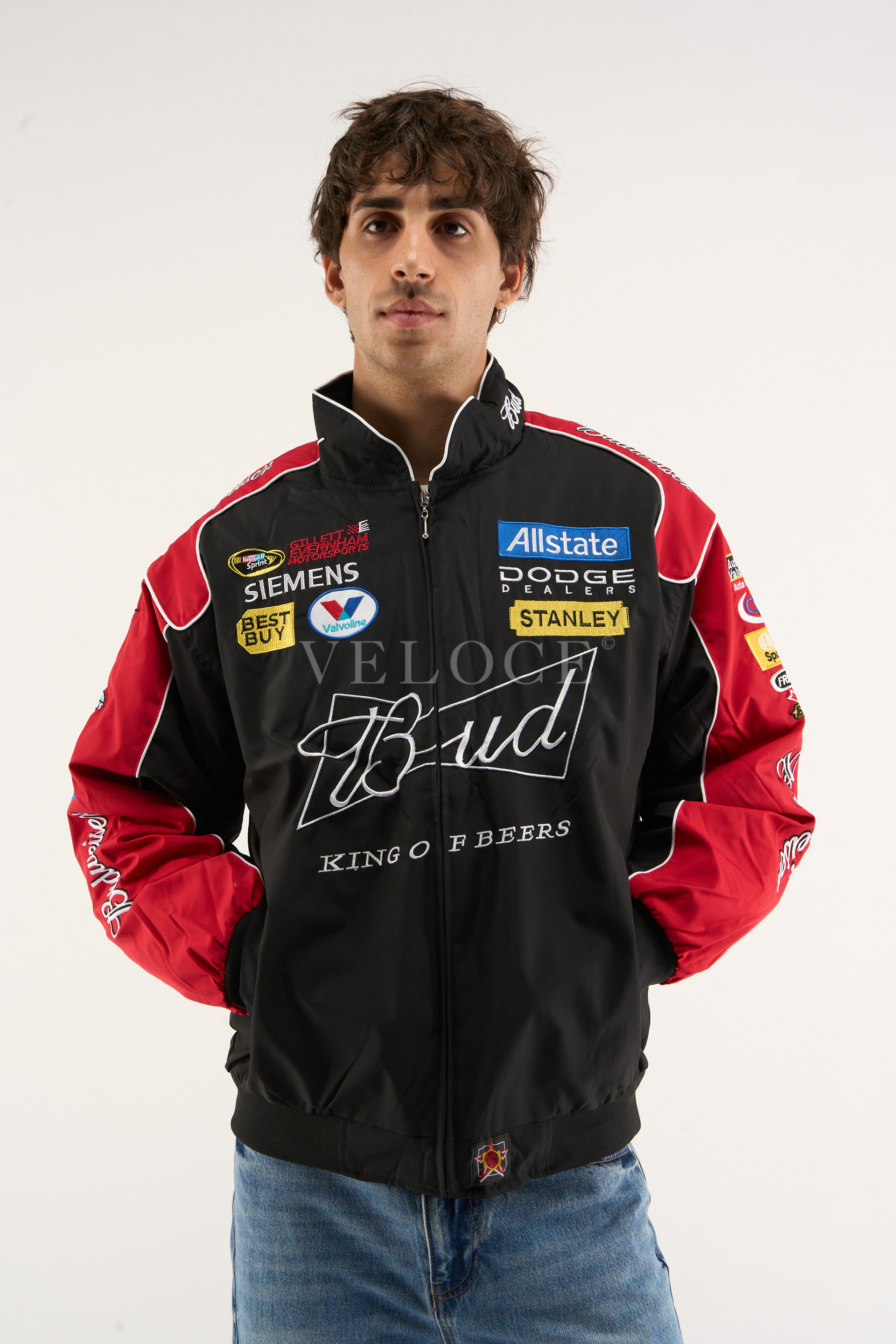 Budweiser Vintage Racing Jacket - NASCAR Black Edition | VELOCE