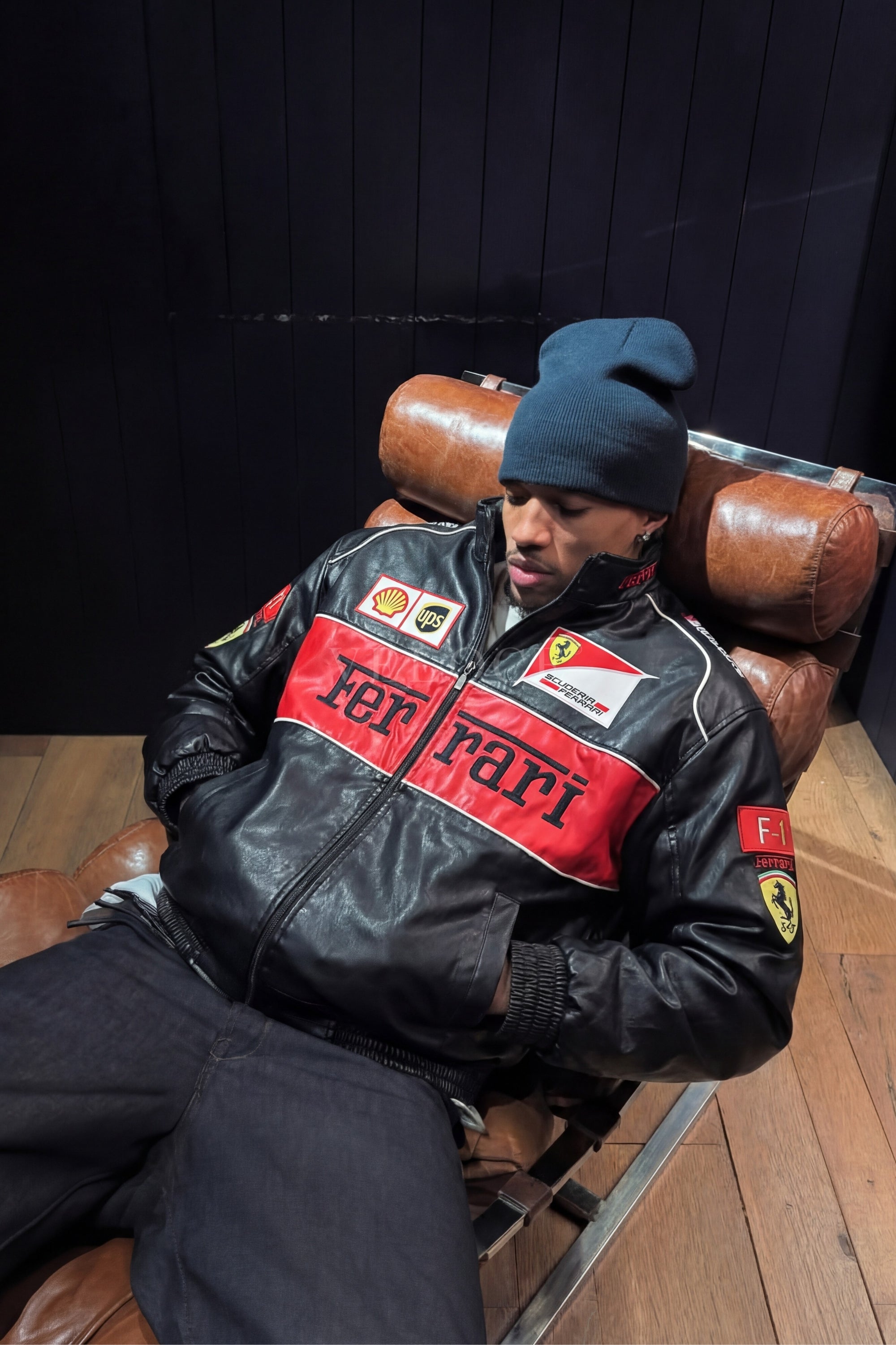 Ferrari F1 Vintage Leather Jacket - Red Edition | VELOCE