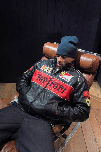 Ferrari F1 Vintage Leather Jacket - Red Edition