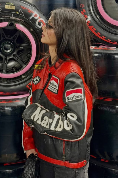 Marlboro Racing Leather Jacket - Black Edition