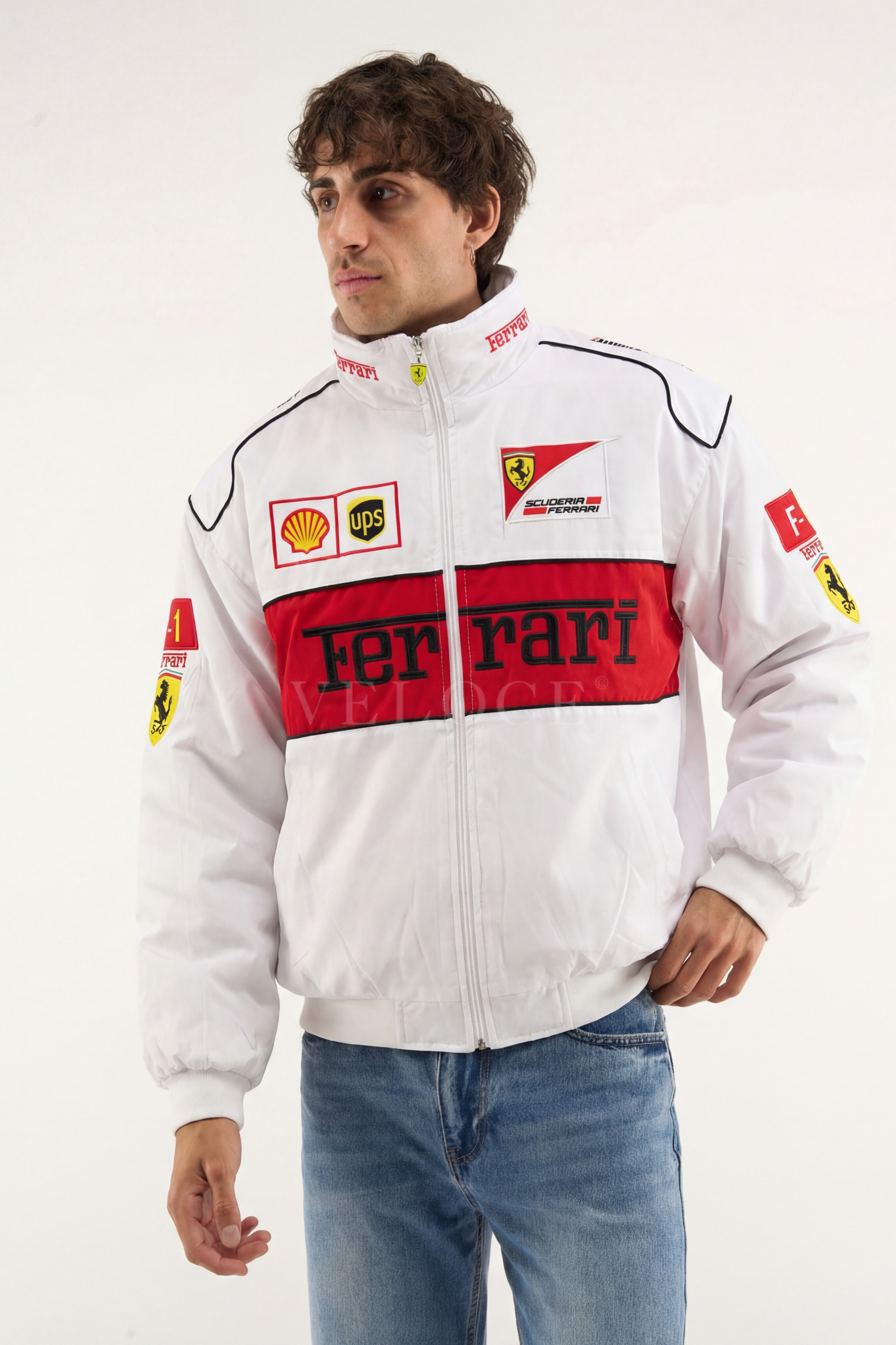 Ferrari F1 Vintage Racing Jacket - White Edition | VELOCE