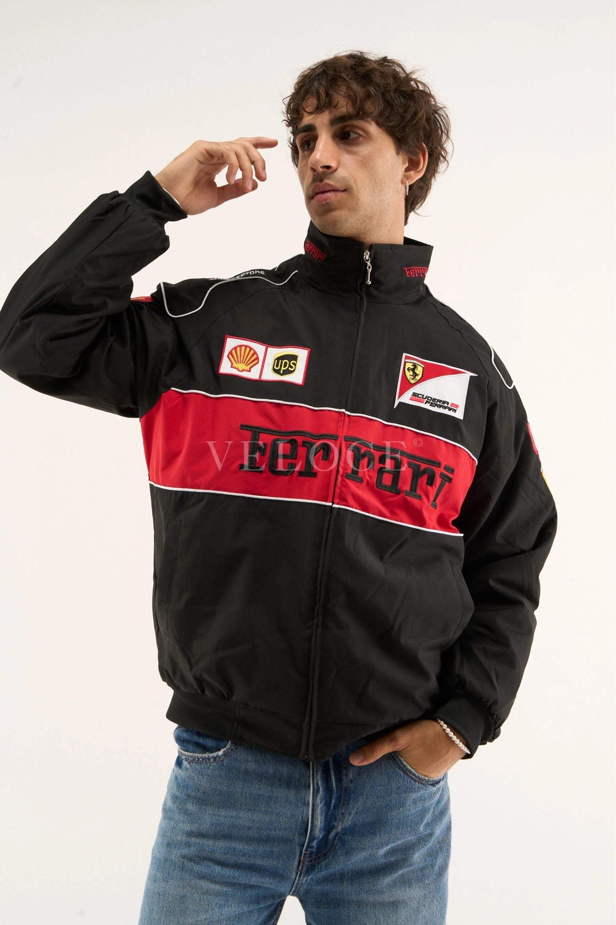Ferrari F1 Vintage Racing Jacket - Black Edition | VELOCE