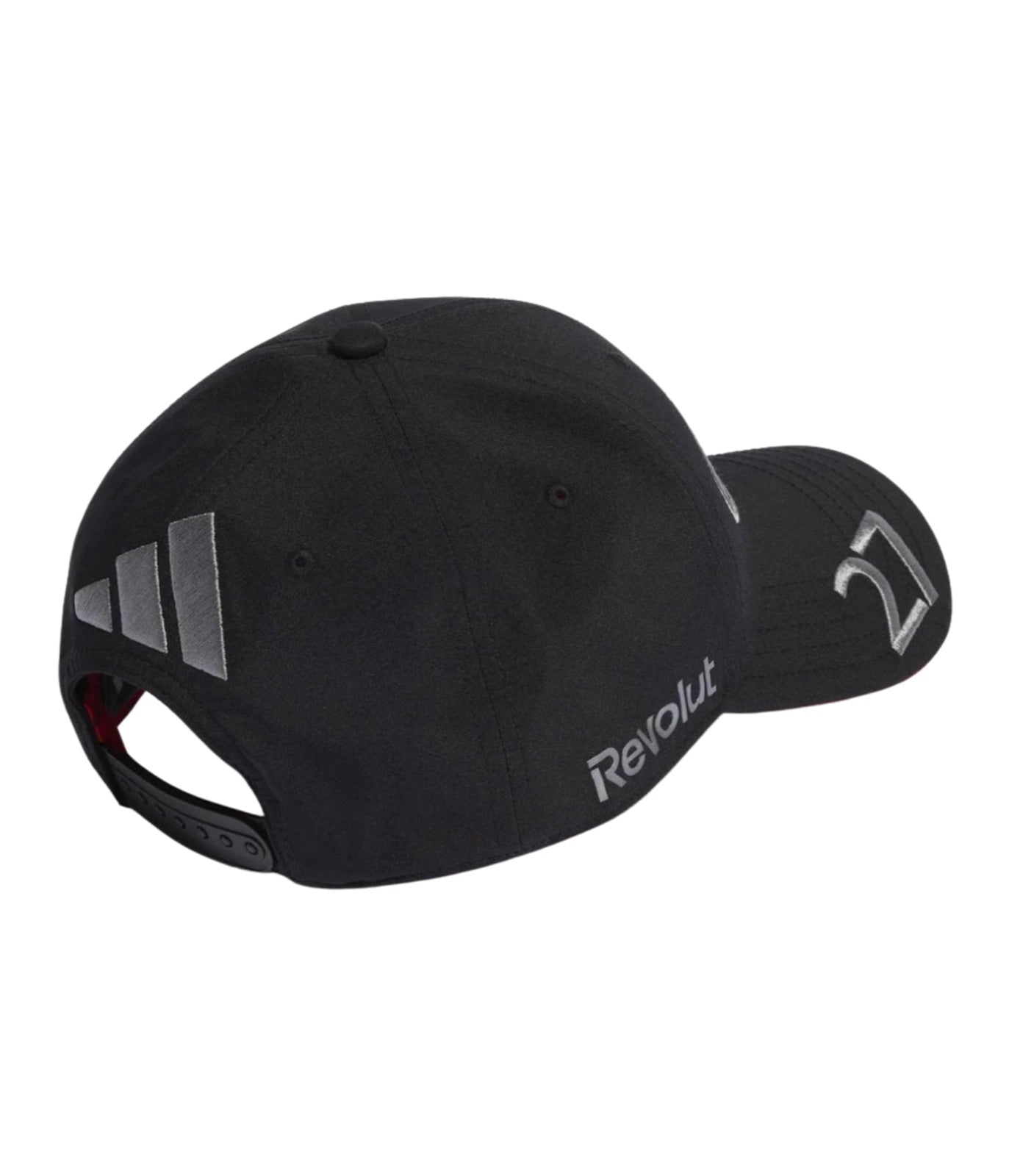 Back of the Audi F1 Team 2026 black cap showing the adidas logo and number 27 on the brim