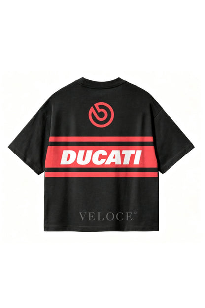 Back of the Ducati Racing T-Shirt with the Brembo roundel above a full-width red Ducati stripe