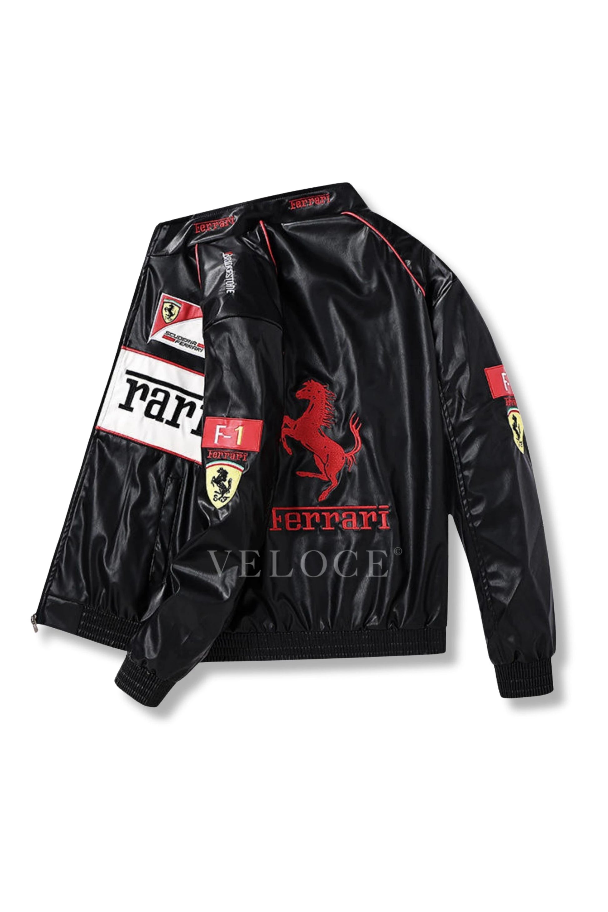 Ferrari F1 Vintage Leather Jacket - White Edition | VELOCE