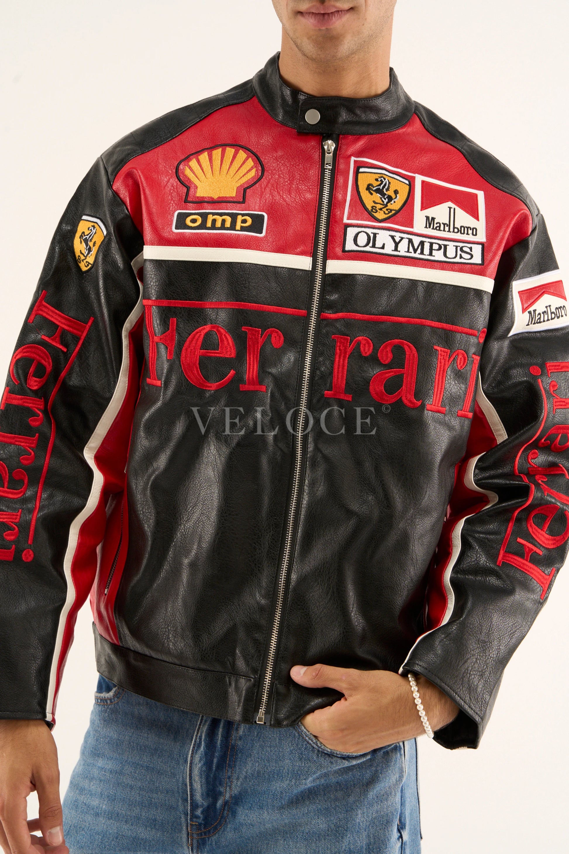 Ferrari F1 Olympus Leather Jacket - Red Edition | VELOCE