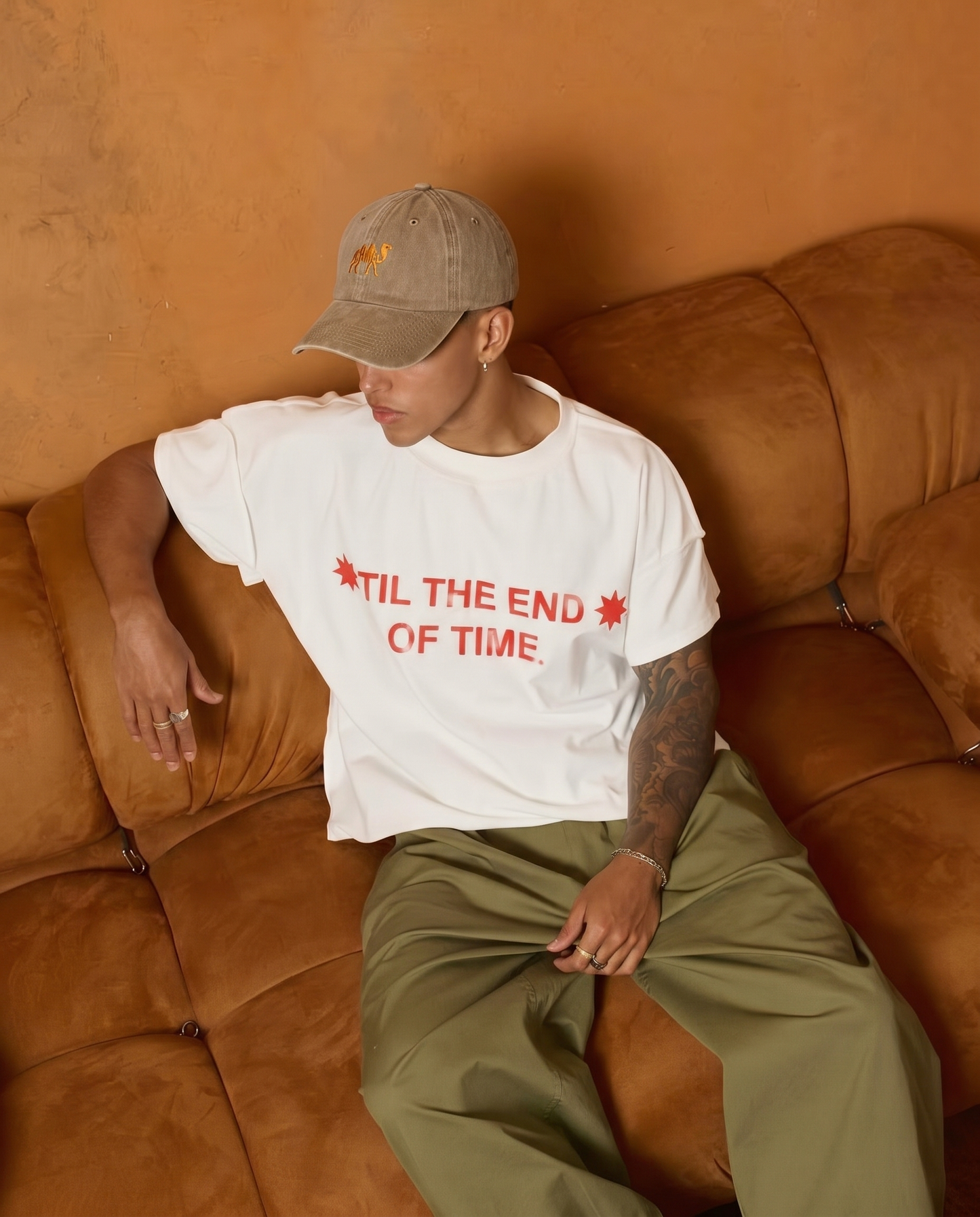 Camel Embroidered Cap