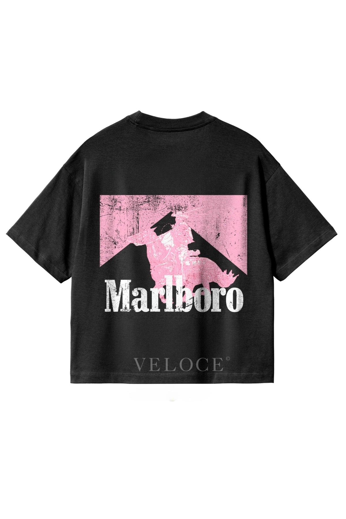 Back of the Marlboro Racing T-Shirt with the pink Marlboro Man graphic print