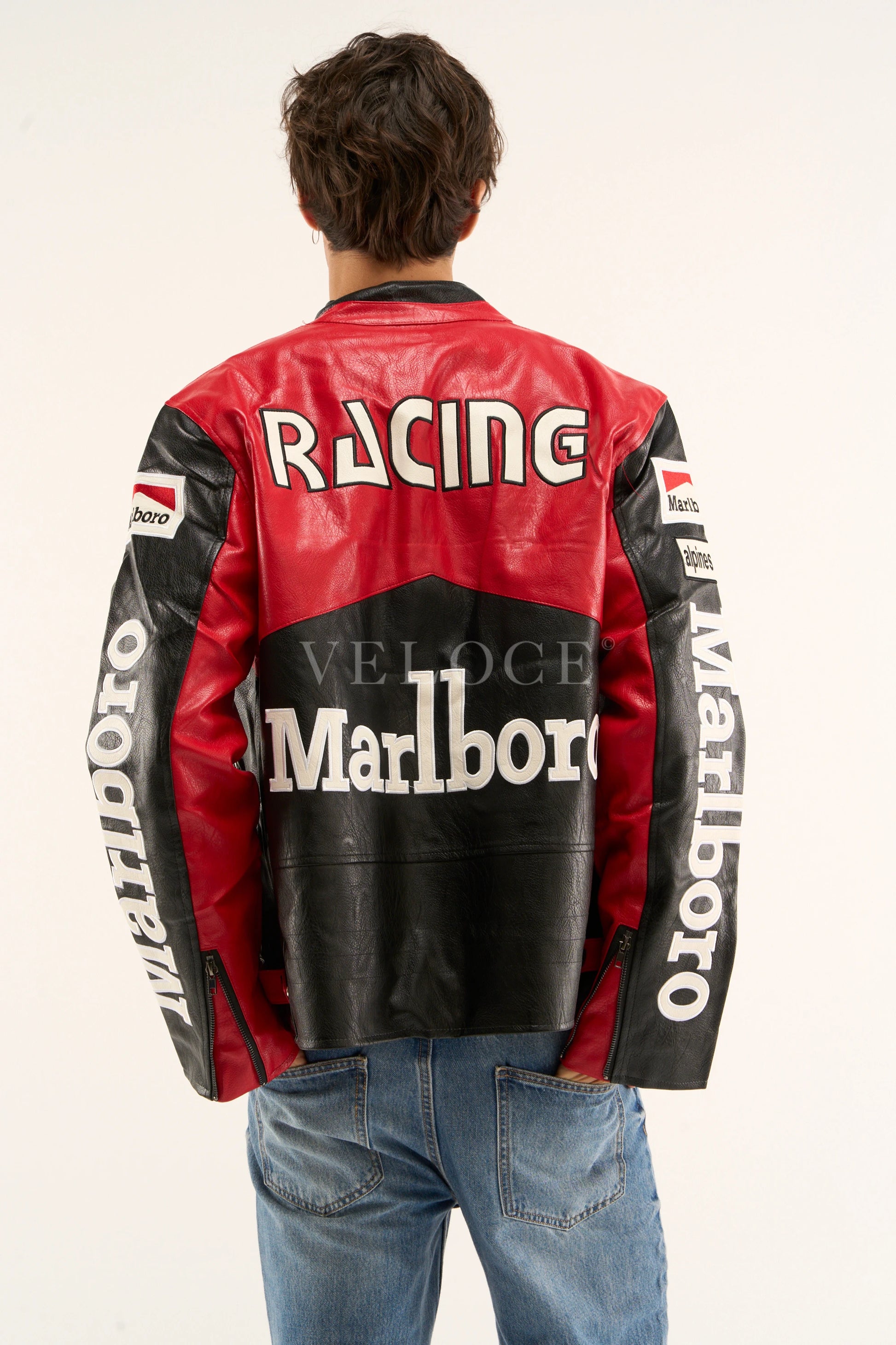 Marlboro Racing Leather Jacket - Black Edition | VELOCE