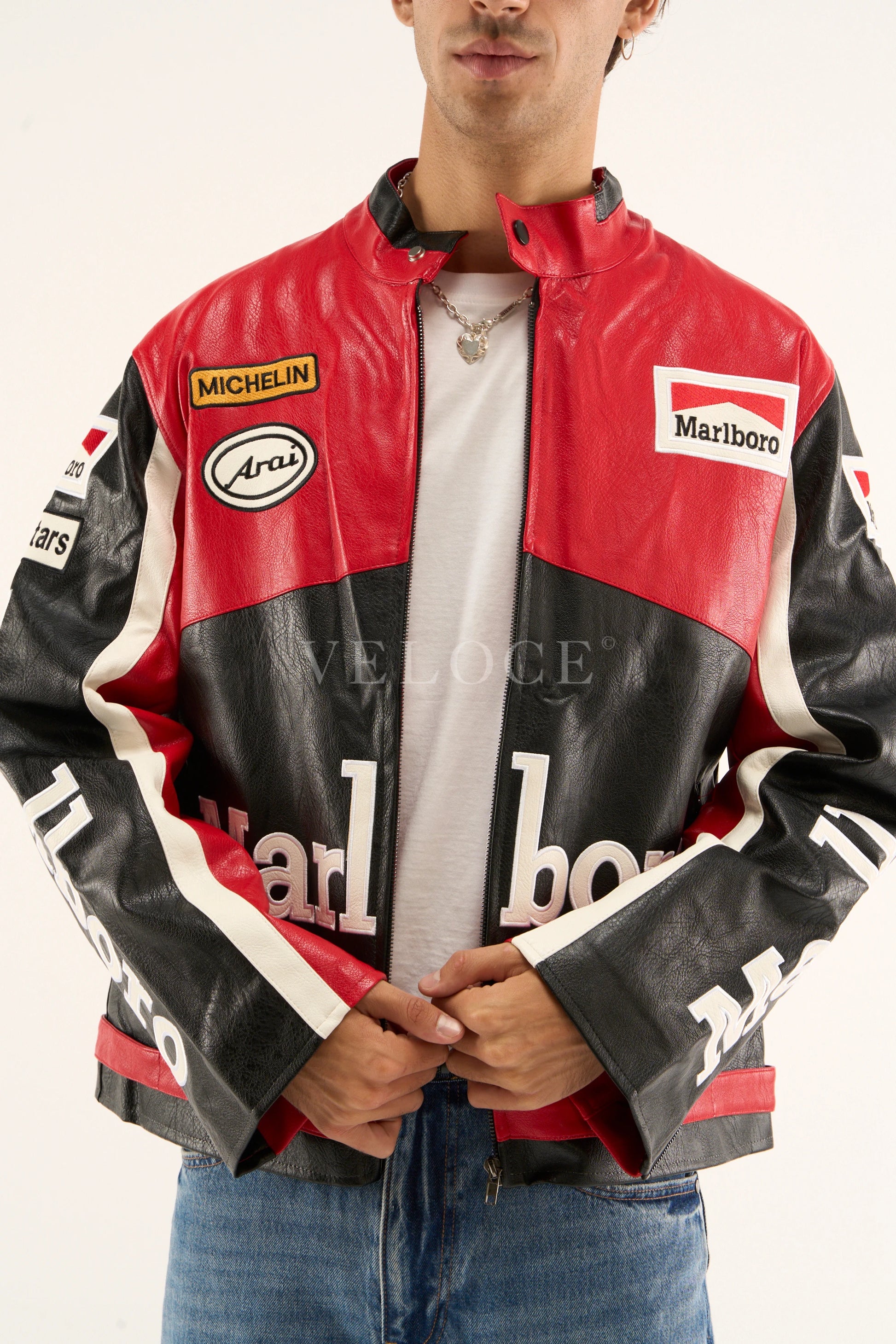 Marlboro Racing Leather Jacket - Black Edition - VELOCE