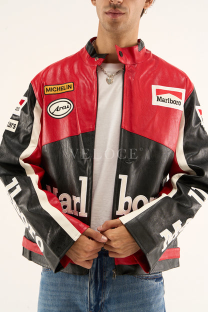 Marlboro Racing Leather Jacket - Black Edition - VELOCE