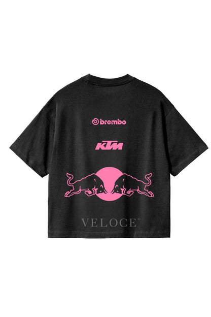 Back of the pink Red Bull Racing T-Shirt with Brembo and KTM logos above the bulls graphic