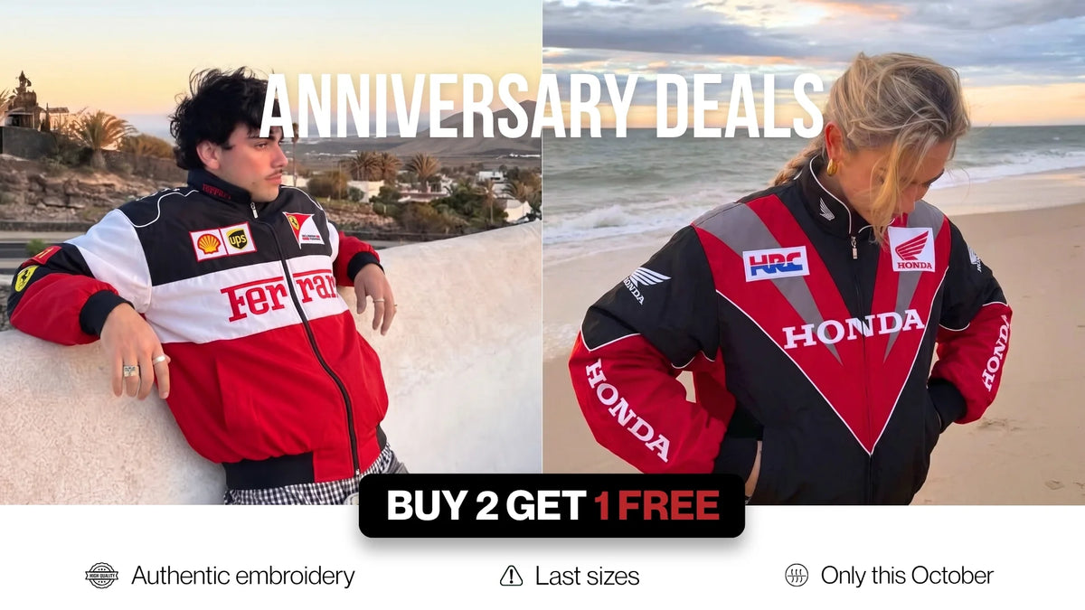 Vintage racing jacket outfits by the sea – VELOCE anniversary deals, buy 2 get 1 free